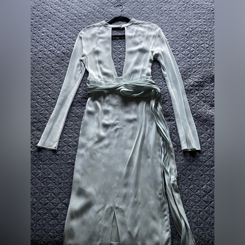 NWOT. Bec + Bridge ice blue silk midi dress, size 4. - Picture 7 of 8